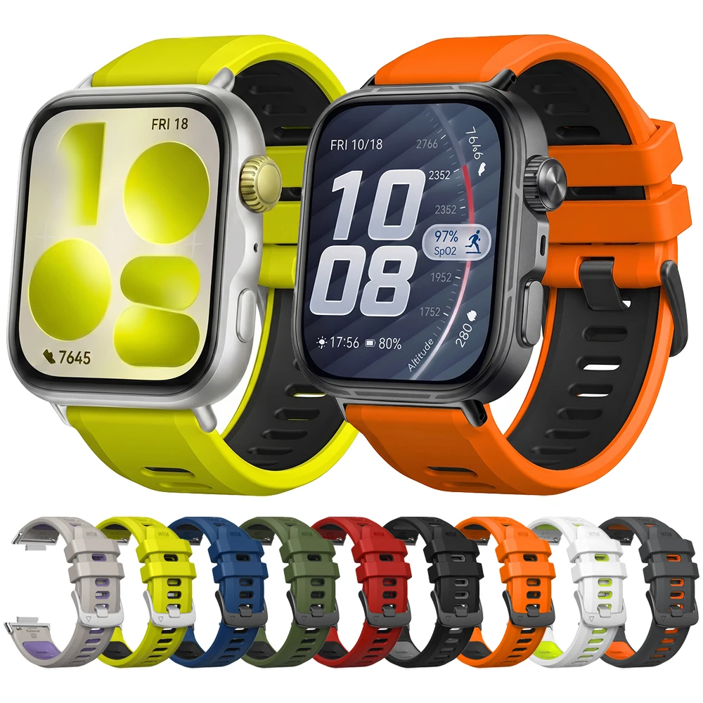 Sport-Silikonarmband für HUAWEI WATCH Fit 5 Fit5 Pro Zweifarbiges Armband für HUAWEI Fit 3 4 Fit4 Pro Ersatzband