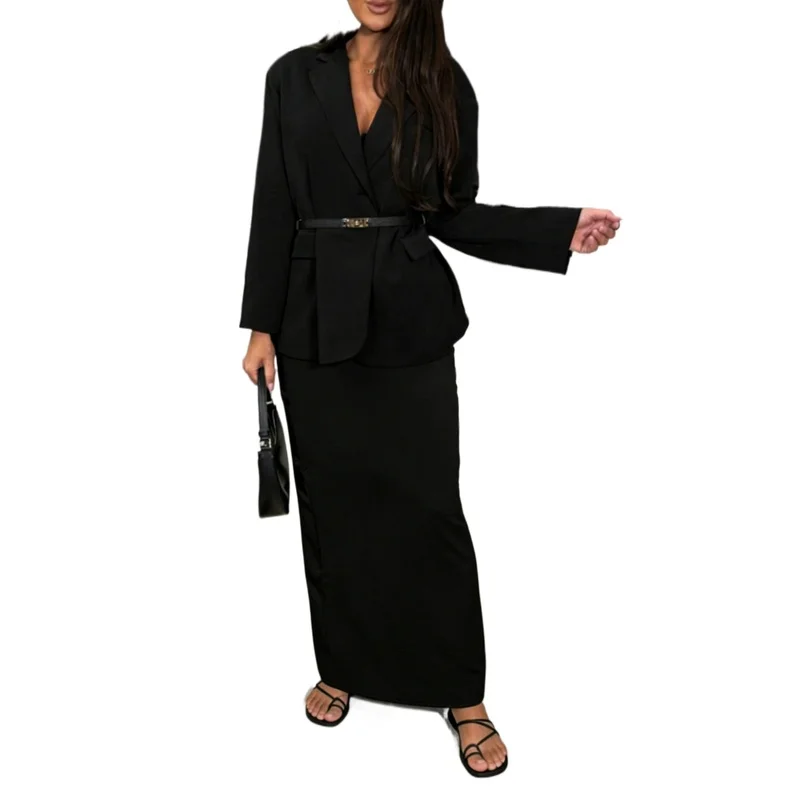 

2026 Women's Regular Fit Solid Color Skirt Elastic Waist Casual Office Daily Slimming Midi Skirt