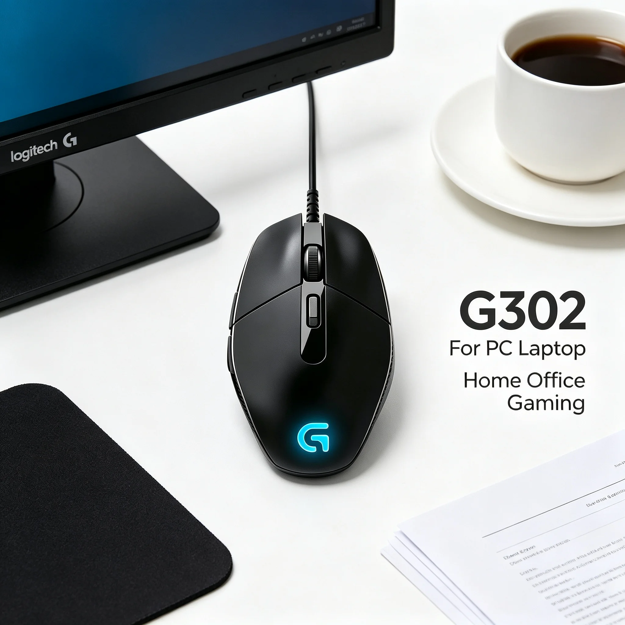 Logitech G302 Wired Gaming Mouse Ergonomic Shell For Long‑Hour Gameplay 4000DPI Adjustable for CS2 Fortnite Valorant Desktop PC