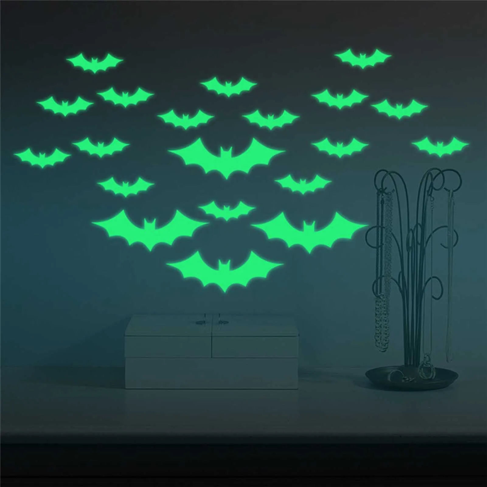 Halloween Simulation Hanging Bats Window Door Entryway PVC Bat Sticker for Party Favors and Decoration