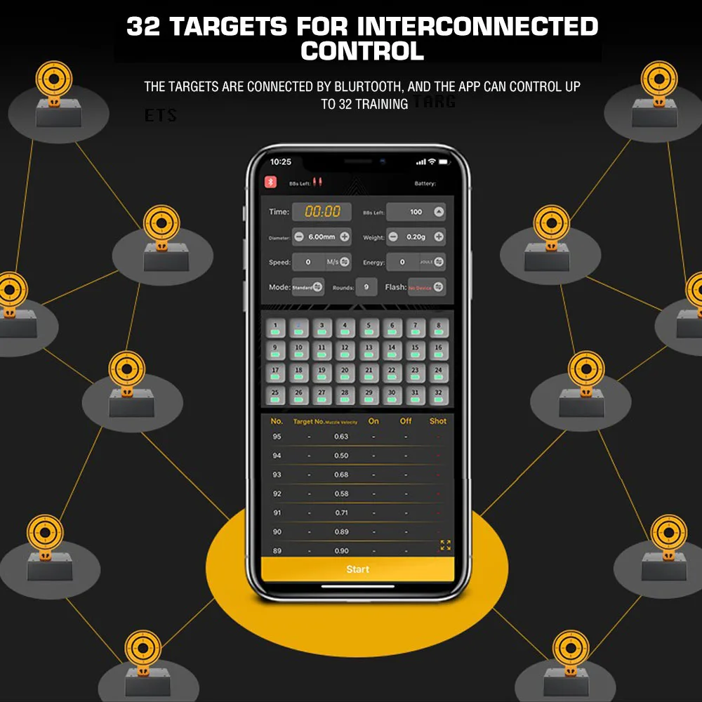 Objetivo de entrenamiento táctico, Control por aplicación Bluetooth, tableros de entrenamiento de tiro, Conexión multipunto, accesorios de Paintball Airsoft
