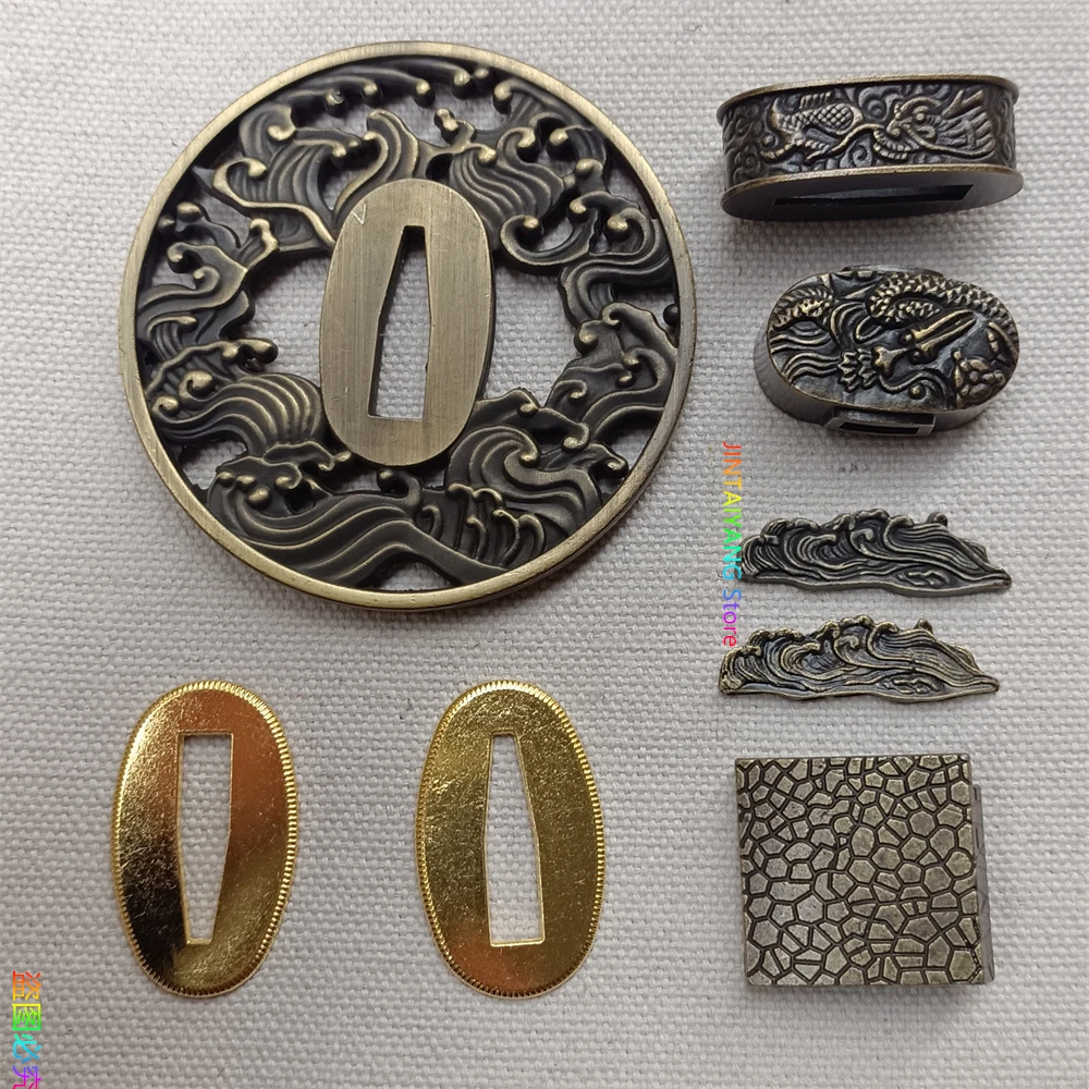 A Set Japanese Tsuba Fuchi Menuki Kashira Habaki Seppas Fittings For Sword Samurai Katana Parts