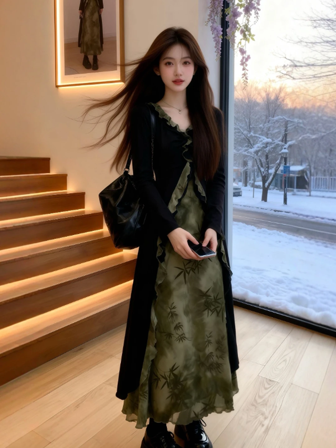 

Retro Ladylike Sle V-Ne с застежкой на талии Slim Fit Tea Break Long Dr Уникальная не повторяющаяся зимняя коллекция Dr