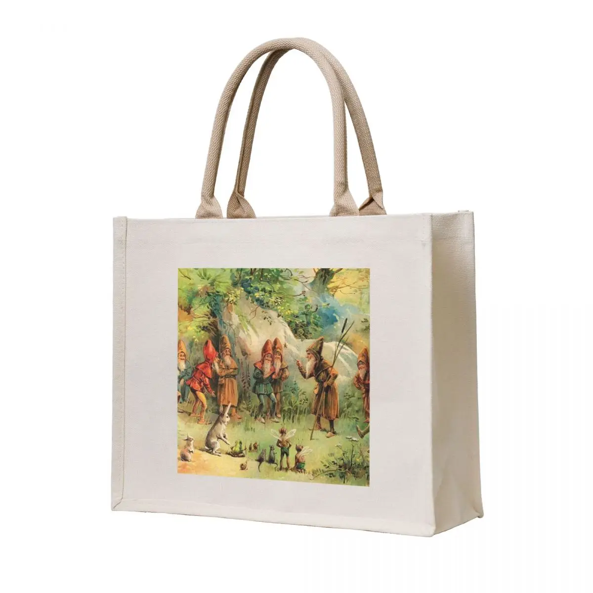 

Gnomes and Fairies Vintage Illustration Tote Bag tote bag women sacs de shopping custom canvas bag Customizable tote