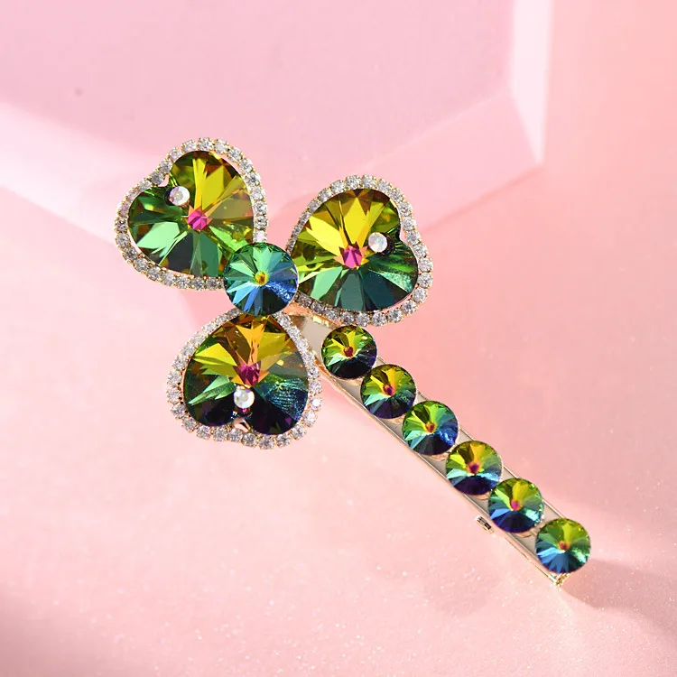 Diamond clover duckbill clip hairpin edge clip hairpin headdress bang side temperament of gold plating