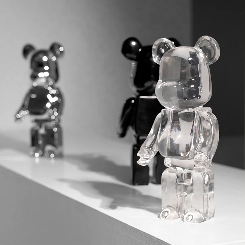 Transparent Bear Figurine Resin Clear Violent Bear Statues Aesthetic Figurines Sculpture Decor Luxury Living Room Decoration