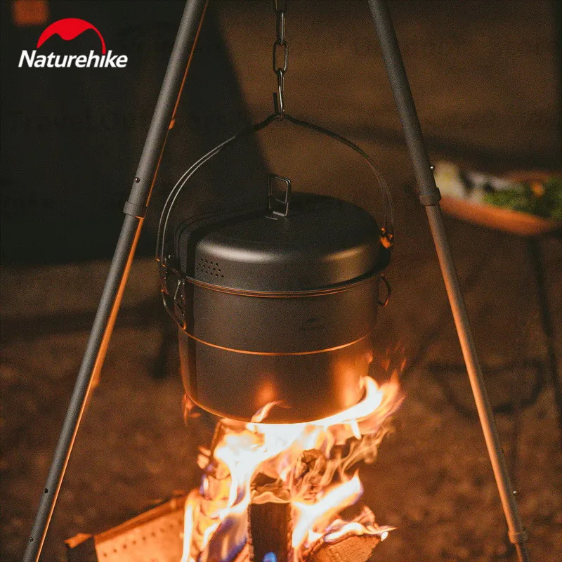 Imagem -06 - Naturehike-pure Titanium Multi-layer Pendurado Pot Acampamento ao ar Livre Cozinhar Panelas Portáteis com Bandeja Fumegante 34 Pessoas 5.5l