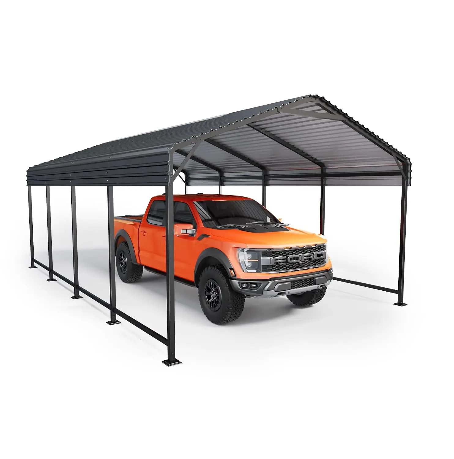 Metal Carport 12x20 FT Heavy Duty Steel Roof All-Weather Outdoor Garage Shelter for Boat Truck Tractor, Customized