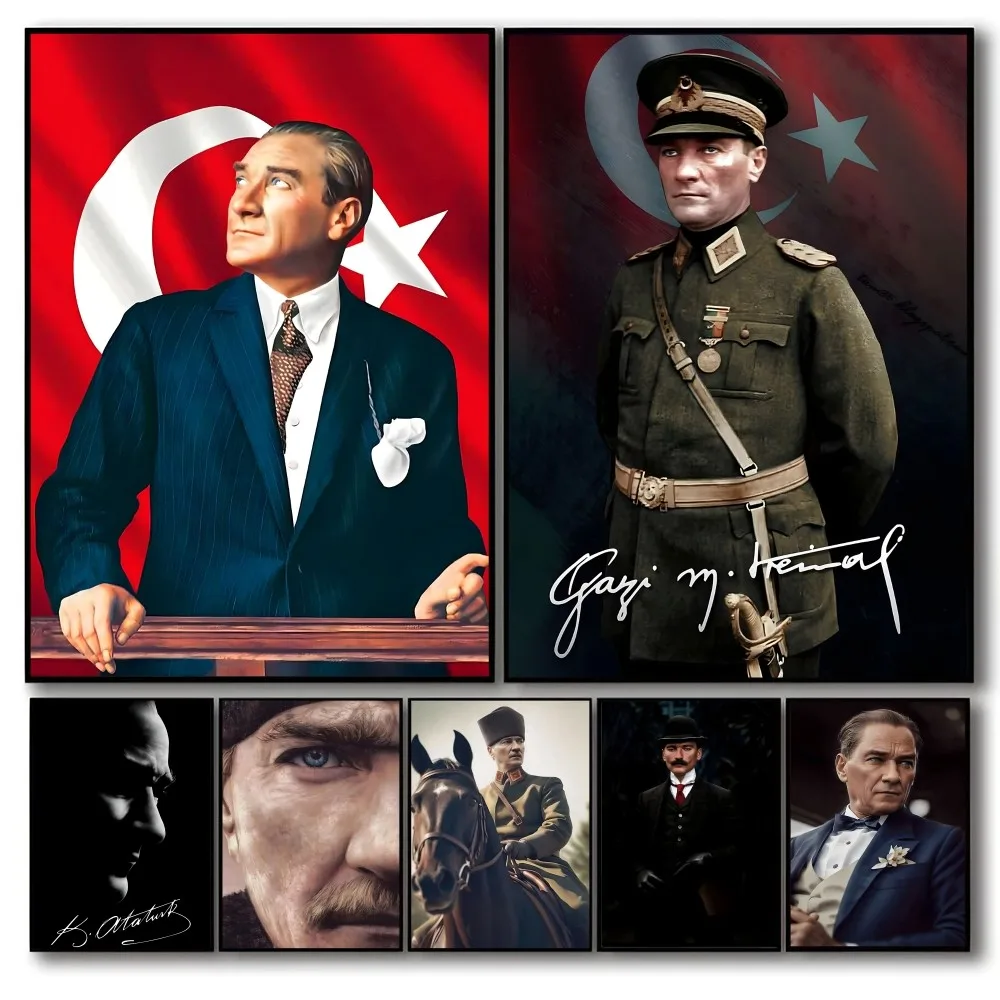 Turkey Mustafa Kemal Ataturk Self-adhesive Art Waterproof Paper Sticker Coffee House Bar Room Wall Decor