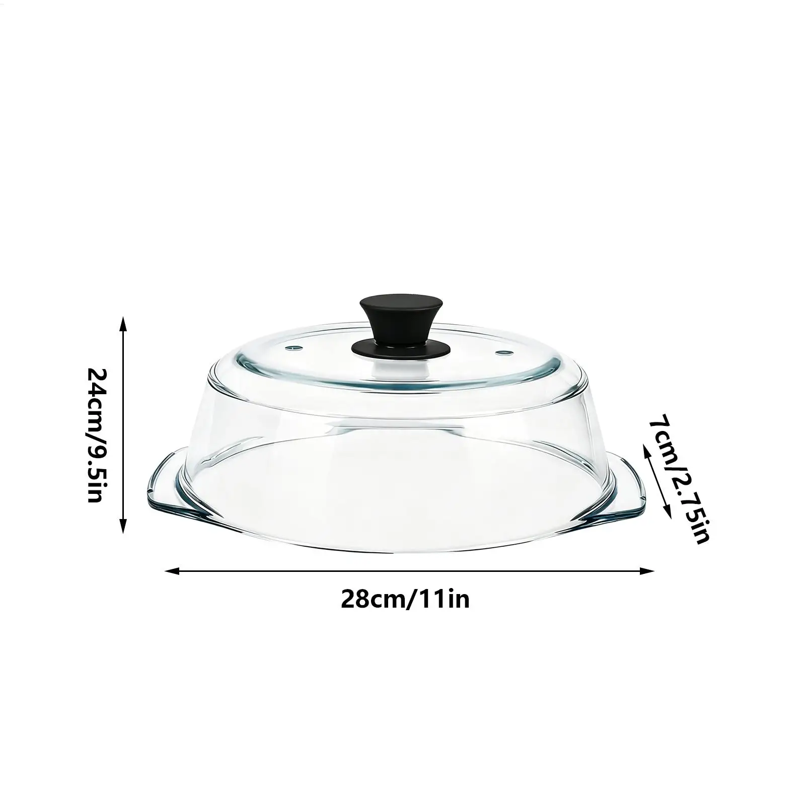 Clear Glass Microwave Cover Reusable Splatter Guard with Silicone Handle For Bowls Plates Steaming Vegetables, Microwave & Oven
