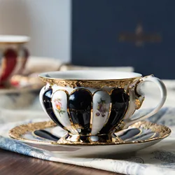 225ML Ceramic Coffee Mug European Court Phnom Penh Cup Luxury Afternoon Camellia Ceramic Latte Mug Cup Drinking Utensils