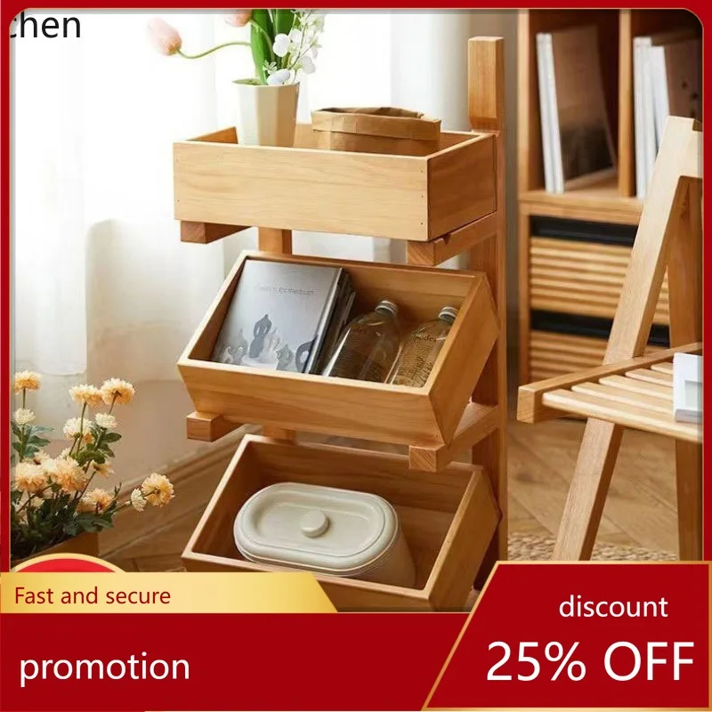 

YFY simple wooden stand solid wood multi-layer storage rack fruit snack organizer kitchen spice bottle vegetable storage shelf