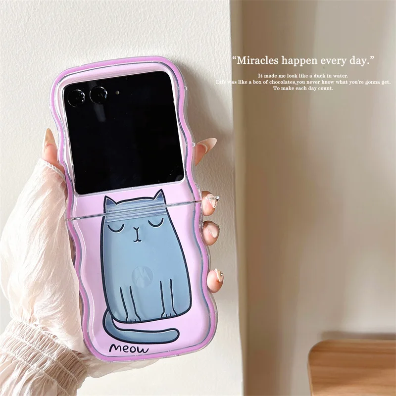 เคสโทรศัพท์ลายการ์ตูนแมวสำหรับ Moto RAZR 40อัลตร้า TPU เคสป้องกันด้านหลังแบบนิ่มสำหรับ Motorola เคสพับได้