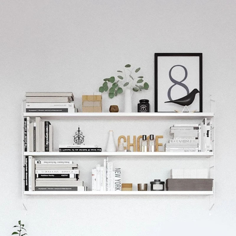 Decorative Wall Mounted Shelf Set, No Drill Installation Solid Wood & Iron Organizer, Floating Shelves for Bedroom Living Room