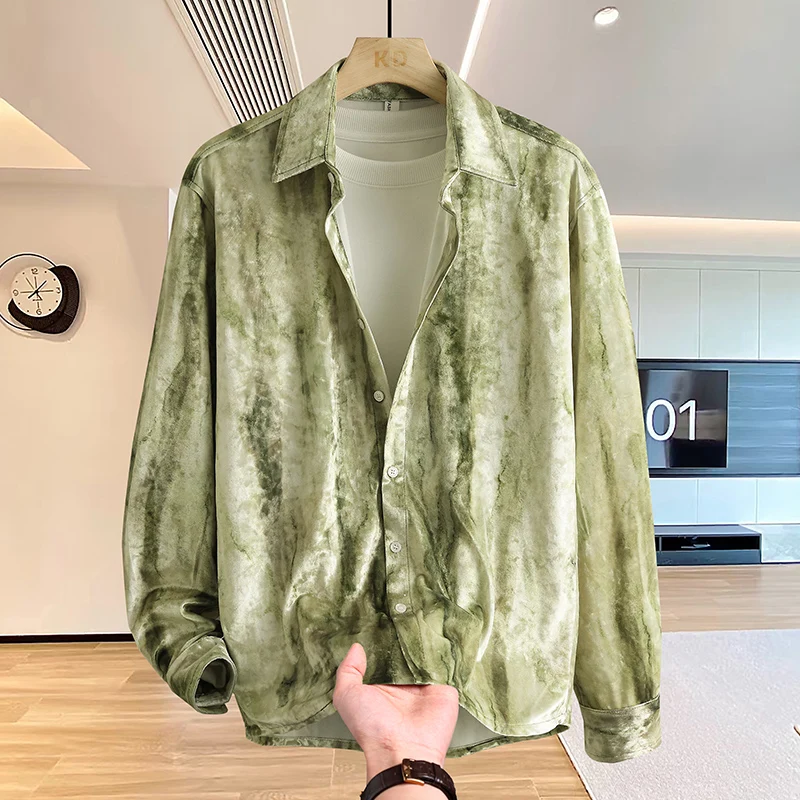 Men's Streetwear Blouse Mens Clothing Fashion Shirt Spring Autumn Winter Streetdress Popular Casual Elegant Hombre Male Shirt