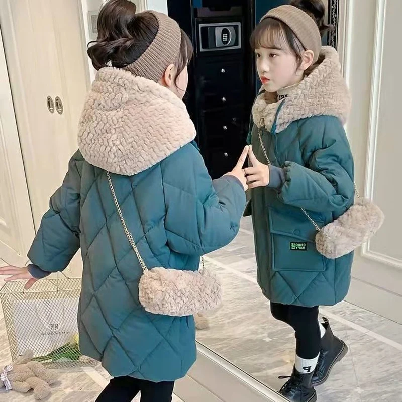 Girls Kids Down Coat Jacket Overcoat Cotton 2022 Casual Warm Plus Thicken Winter Sports Teenager Children\'s Clothing