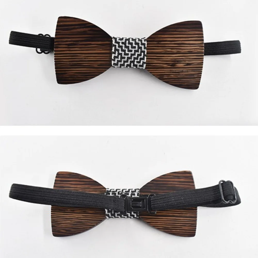 Durable Fashion Wooden Bow Ties Smooth Hardwood Business Corbata Small High Quality Party Ties Mens