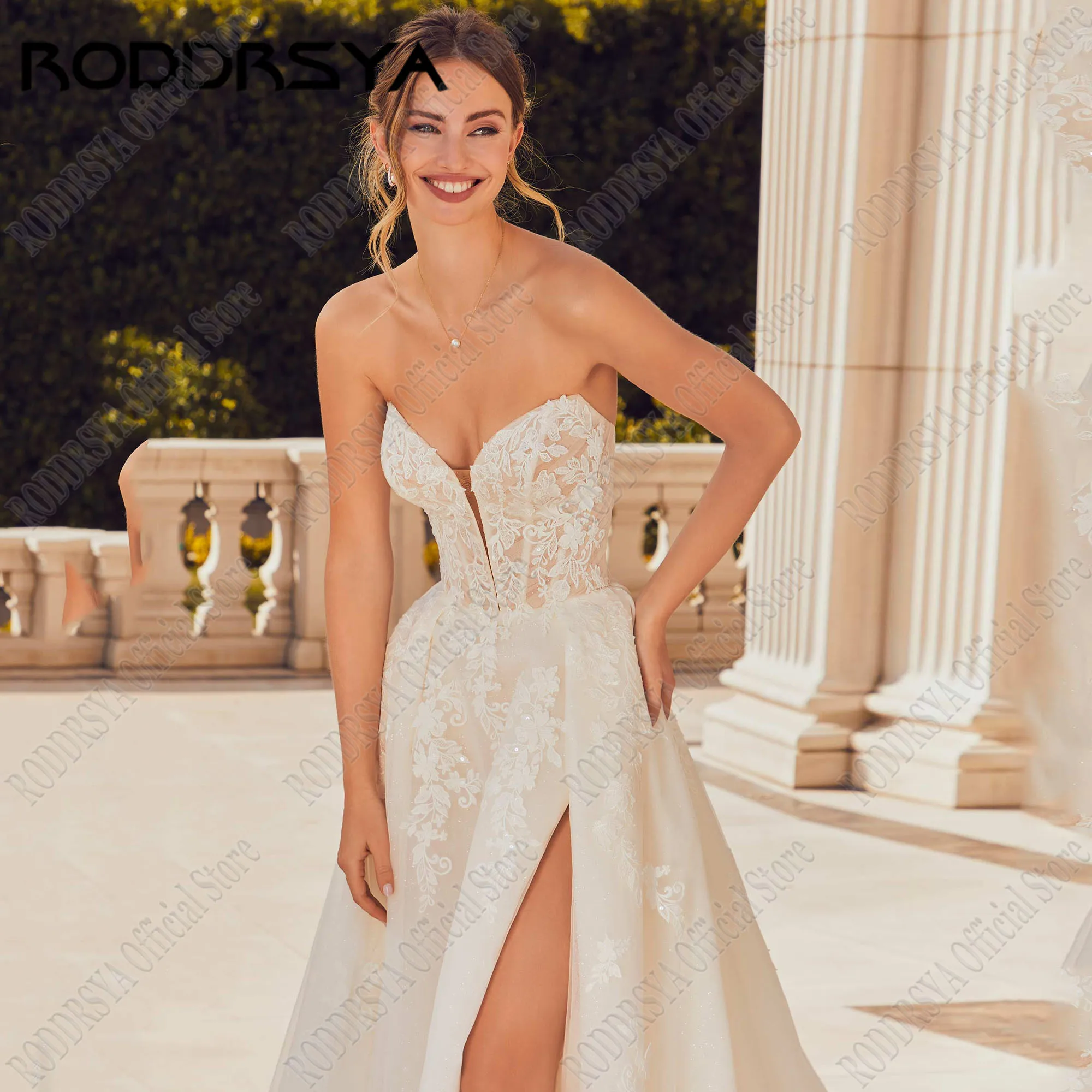 RODDRSYA Querida Vestido De Noiva Para Mulher Lace Applique Off Shoulder Glitter Tulle Robe De Mariée 2024 Side Split BacklessRODRSYA Querida Vestido de Noiva Para Mulher Lace Applique Off Shoulder Glitter Tulle Robe D