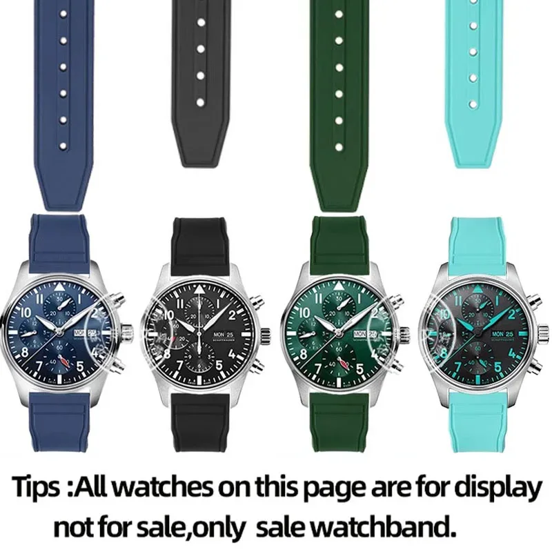 For IWC PILOT'S WATCHES Princekin Mark Watchband Quick Release Men's Watch Bracelet Black Blue Fluoro rubber Watch Strap 20 21mm