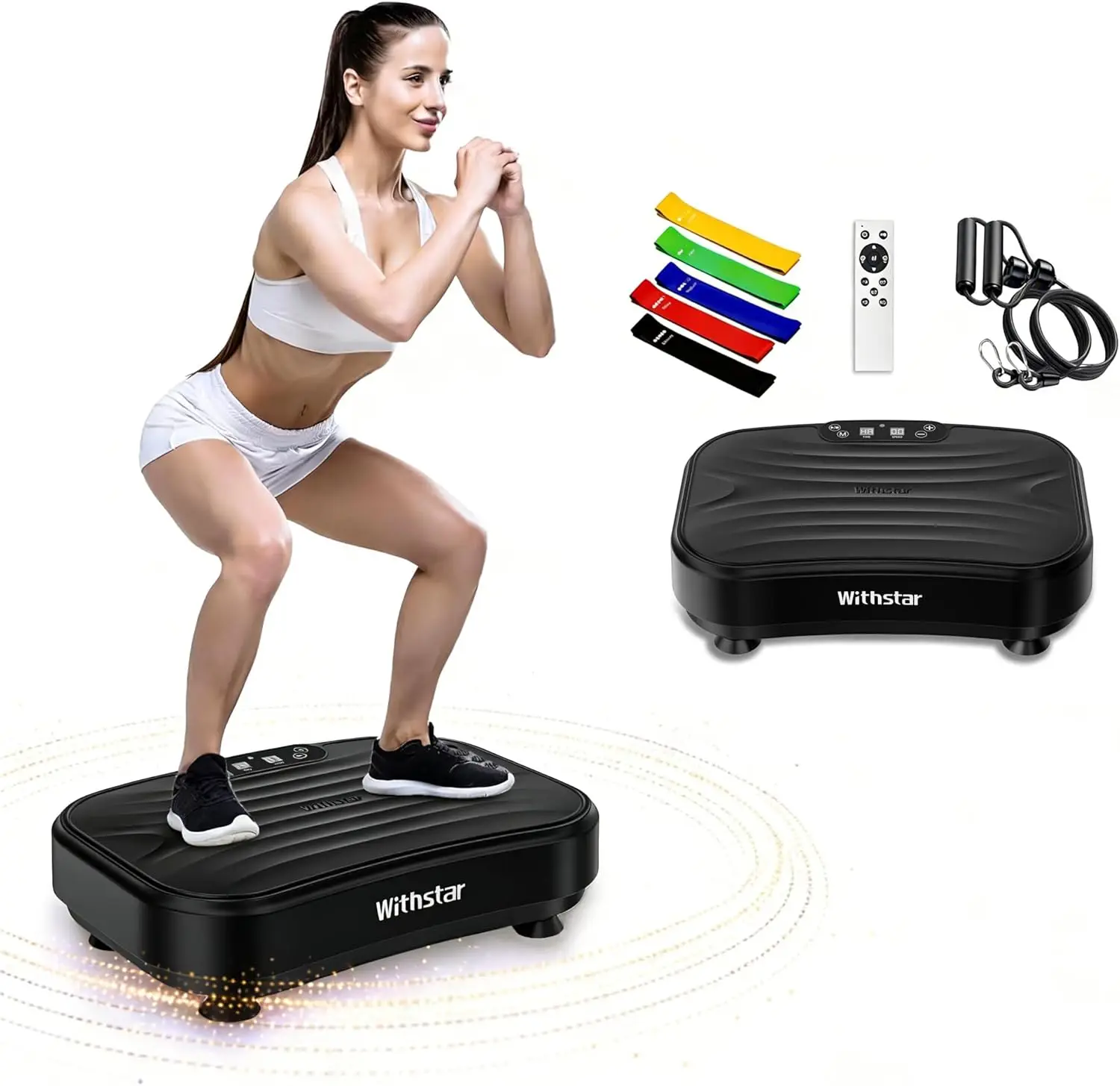 

Vibration Plate Exercise Machine, Whole Body Platform for Lymphatic Drainage & Weight Loss, 330lbs Capacity