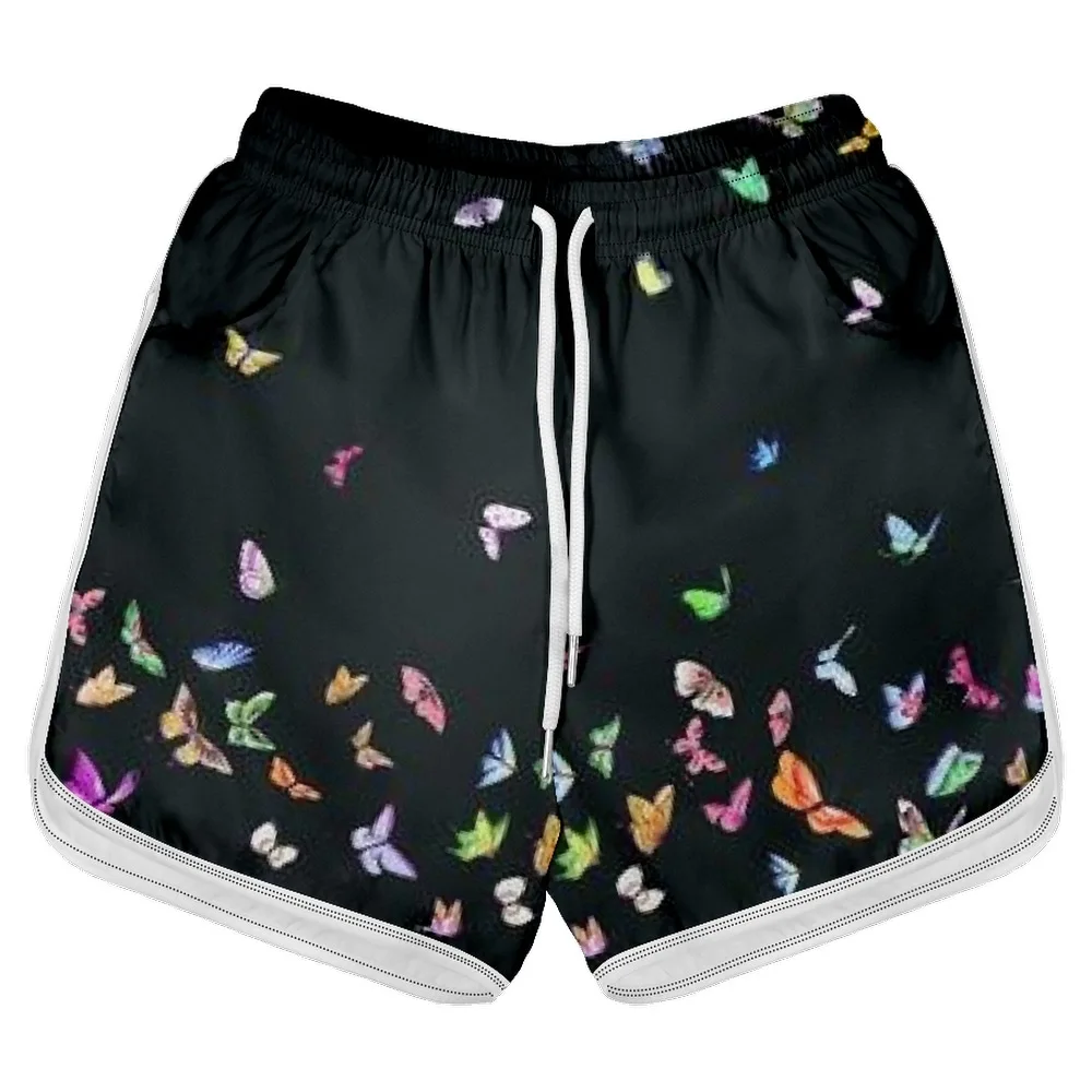 

Women Leisure Home Black Butterfly Shorts Printed Florals Streetwear Cargo Fitness Streetwear Casual Female Clothing