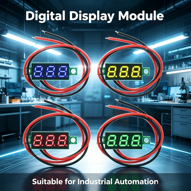 0.28-inch DC 5V-30V Mini Digital Voltmeter Voltage Tester Two-Wire DC Red, Blue, Yellow, GAdjustable、Reverse Polarity Protection