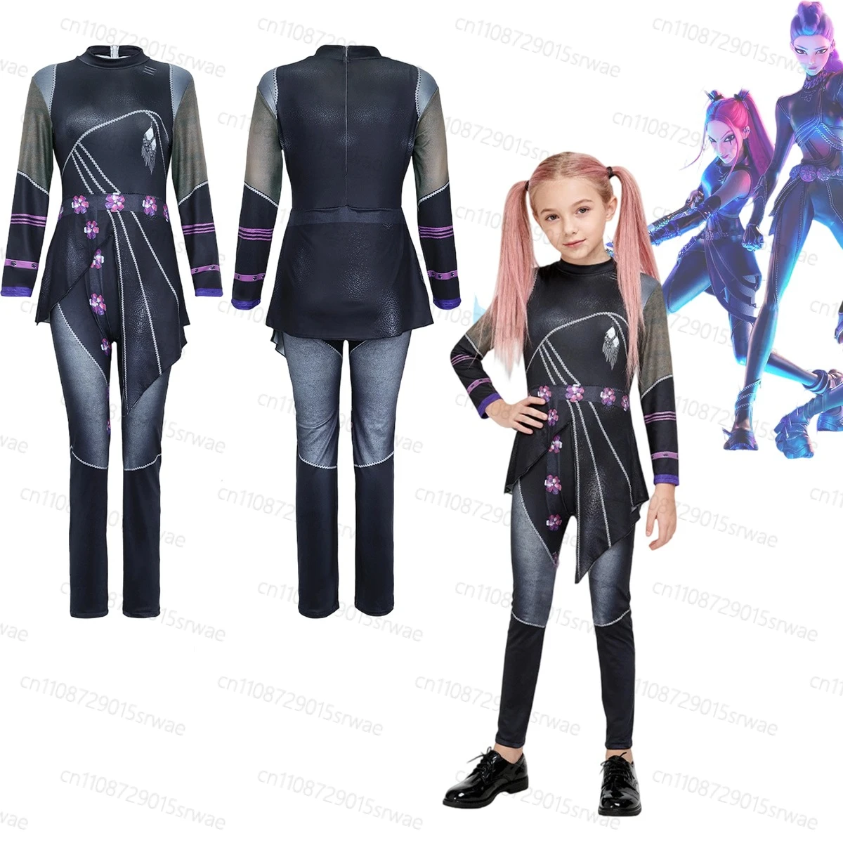 

2025 New Kids Kpop Demons Hunters Mira Cosplay Costume Halloween Carnival Suit Milk silk jumpsuit Suit Cosplay Costume