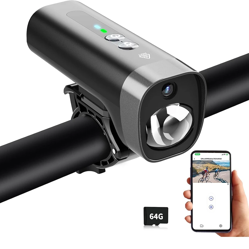 

1080P Bike Camera with 3-Mode Lights | Cycling Rear Safety Dash Cam, 64GB Card, WiFi App Control, Motorcycle camera