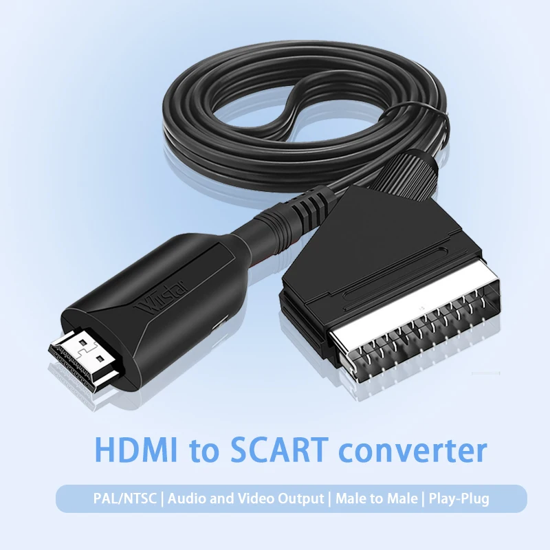 

HDMI to SCART converter, 1080P HDMI input SCART output suitable for VHS/TV box/DVD/PC/PS4/TV/monitor 1M