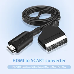 Convertidor HDMI a SCART, entrada HDMI 1080P, salida SCART adecuada para VHS/TV box/DVD/PC/PS4/TV/monitor 1M