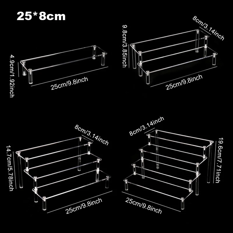 Acrylic Risers for Display 1-4 Tier Acrylic Display Stand Perfume ,Clear Cupcake Stand Holder for Figures Dessert Doll Shelves