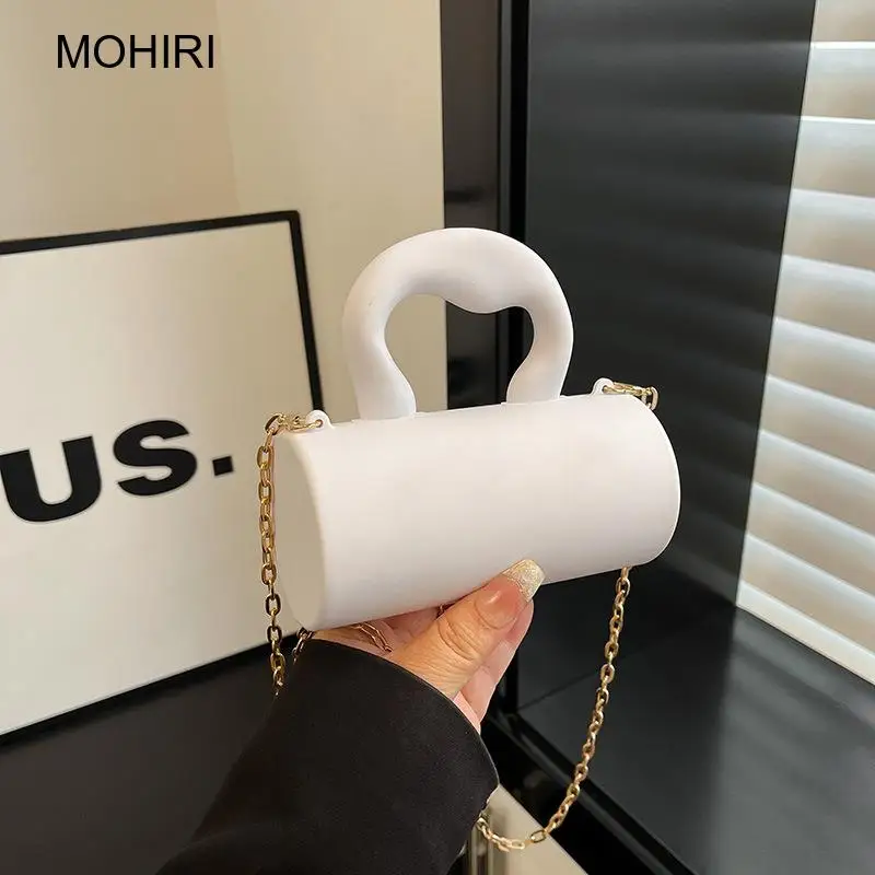 2026 Women Acrylic Cylinder Evening Bag Chain Crossbody Purse Mini Handheld Clutch for Party