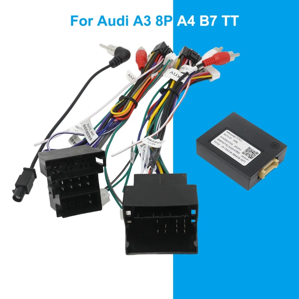CAN Bus Decoder Quadlock Harness Adapter 16 Pin Plug Quad Lock Connector RCA Car Android Wiring Cable for Audi A3 8P A4 B7 TT