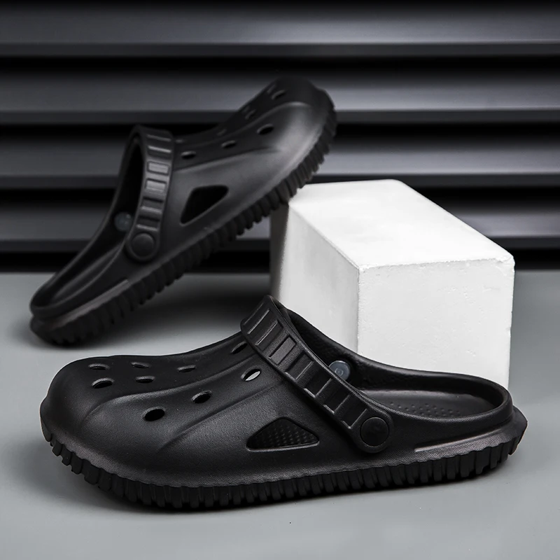 Hole Shoes Flat Sandals Slippers for Men Thick Bottom Soft and Comfortable Indoor and Outdoor Ventilate Wear-resistant Fashion