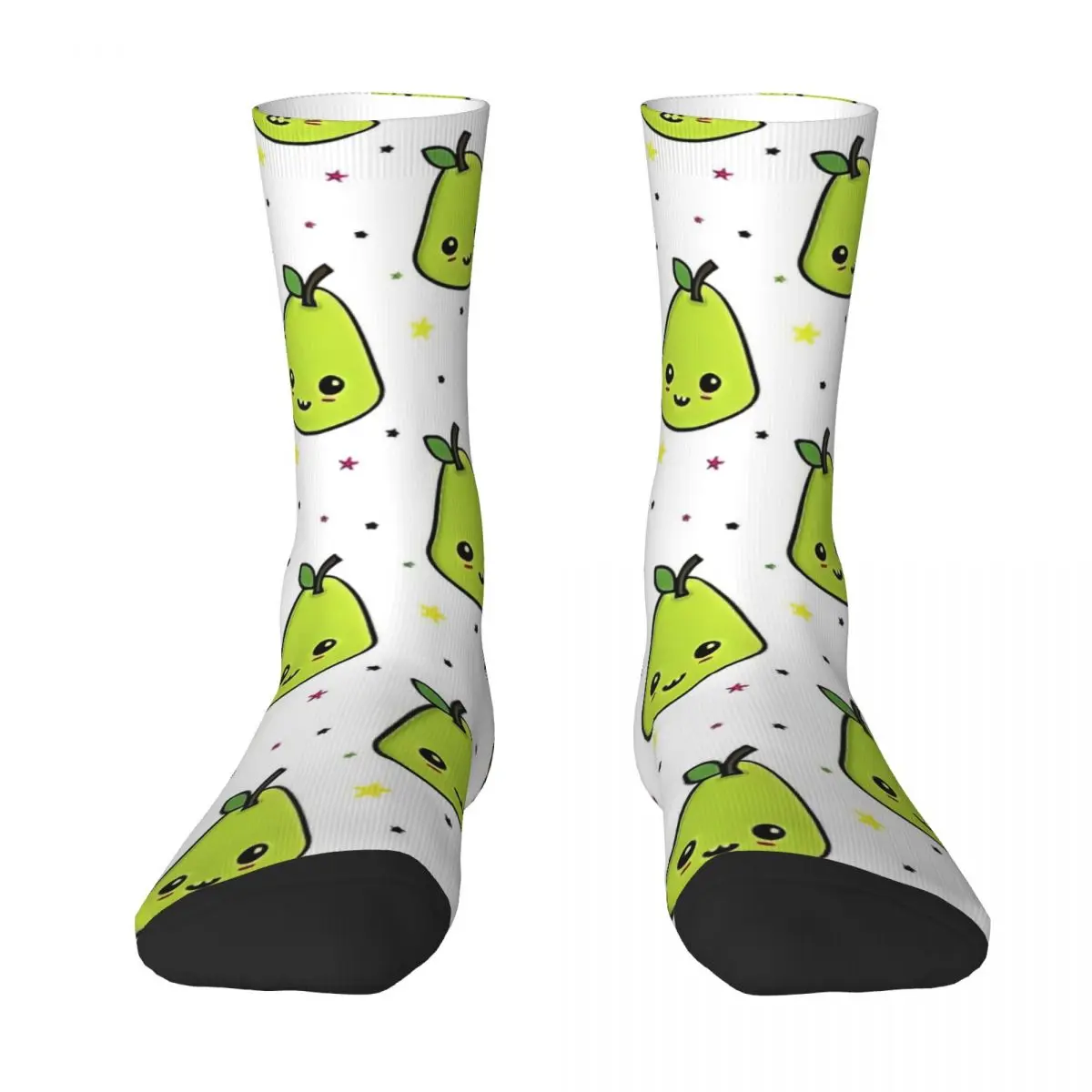 Autumn Winter Harajuku Women Men Cute Pear Shaped Fruit Socks Kawaii Pretty Aesthetic Green Sweat Absorbing Basketball Socks