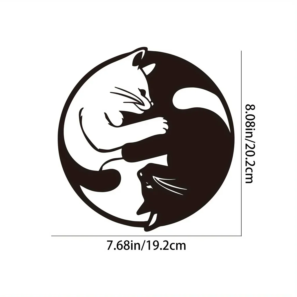 CIFBUY Deco 1pcMetal Sign with Yin Yang Two Cats Home Decor Metal Wall Hanging Decor Statues Sculptures Garden Outdoor Ornaments