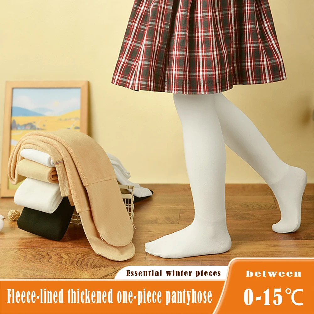 

Girls' Leggings Kids Fleece Lined Thickened for Autumn & Winter, 3-16 Years Old, White/Skin/Black, Winter Toddler Girls' Tights