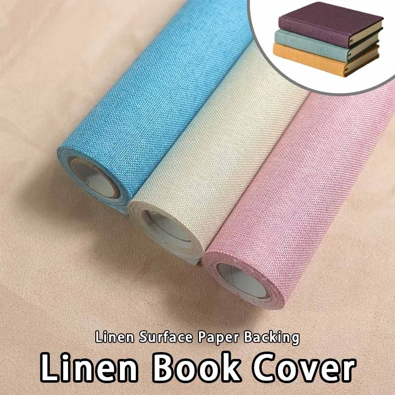 Cubierta de libro de lino de tela para encuadernación, 20x100cm, para álbum de fotos, álbum de recortes, papel artesanal, superficie de lino, protección de libro con respaldo de papel