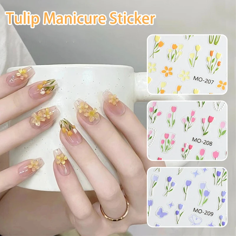 5D Flowers Nail Stickers  Design Spring Floral Leaf Self-Adhesive Nail Decals Small Fresh Flowers Sliders Manicure Decor