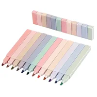 12 Colors Fluorescent Highlighter Pens Square Barrel Chisel Tip Light Color Highlighter Marker pens for Business Stationery