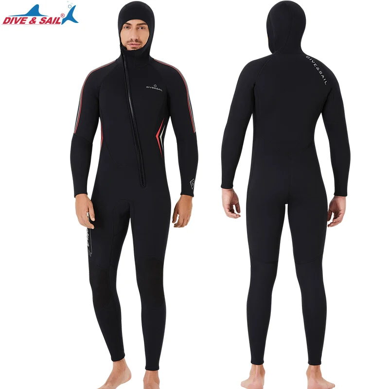 Mens Wetsuit 3mm Neoprene Full Scuba Diving Suit Front Zipper Hoodie Snorkeling Surfing Kayaking Canoeing Cold Water Wet Suits