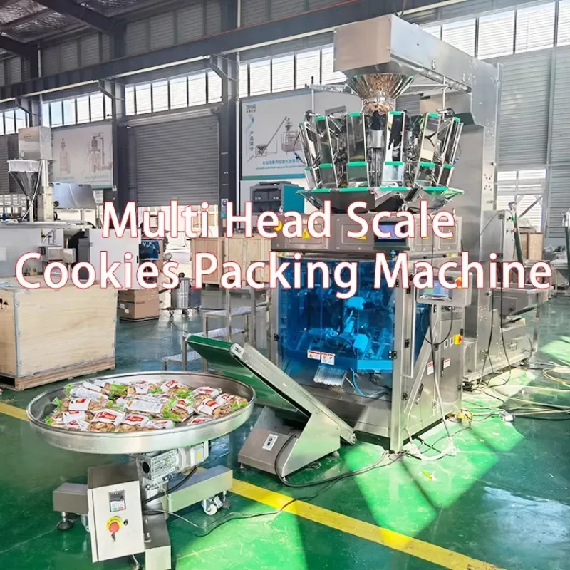 เครื่องบรรจุภัณฑ์แบบถุงก้นตั้งอัตโนมัติ 420 พร้อมเครื่องชั่งหลายหัวสำหรับน้ำตาล/เกลือ 500 กรัม 1 กิโลกรัม