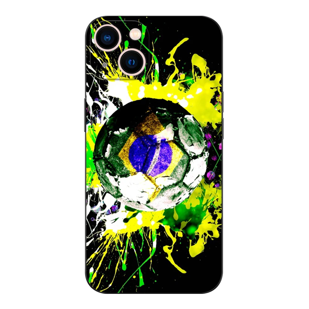 Black tpu case for iphone 14 13 12 11 mini pro MAX 5 5s se 2020 6 6s 7 8 plus x 10 XR XS cover Brazil Brazilian flag