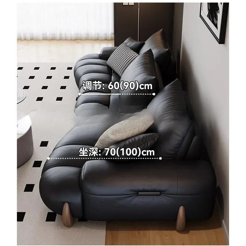 Retro leather sofa, straight row cowhide sofa