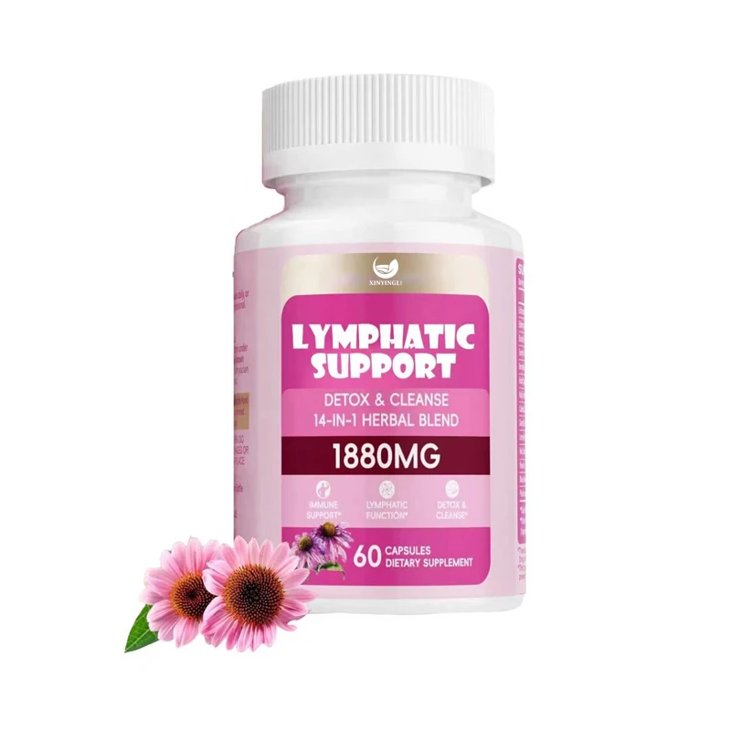 Lymphatic system support supplement, containing echinacea, turmeric, burdock, and marigold, providing immune support