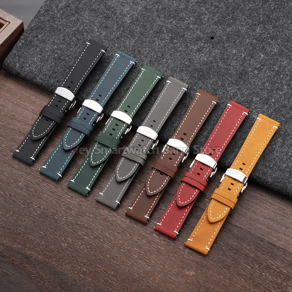 Butterfly Buckle Calfskin Leather Watch Strap for Omega for Seiko 18mm 19mm 20mm 21mm 22mm 24mm Watch Starp Universal Bracelets