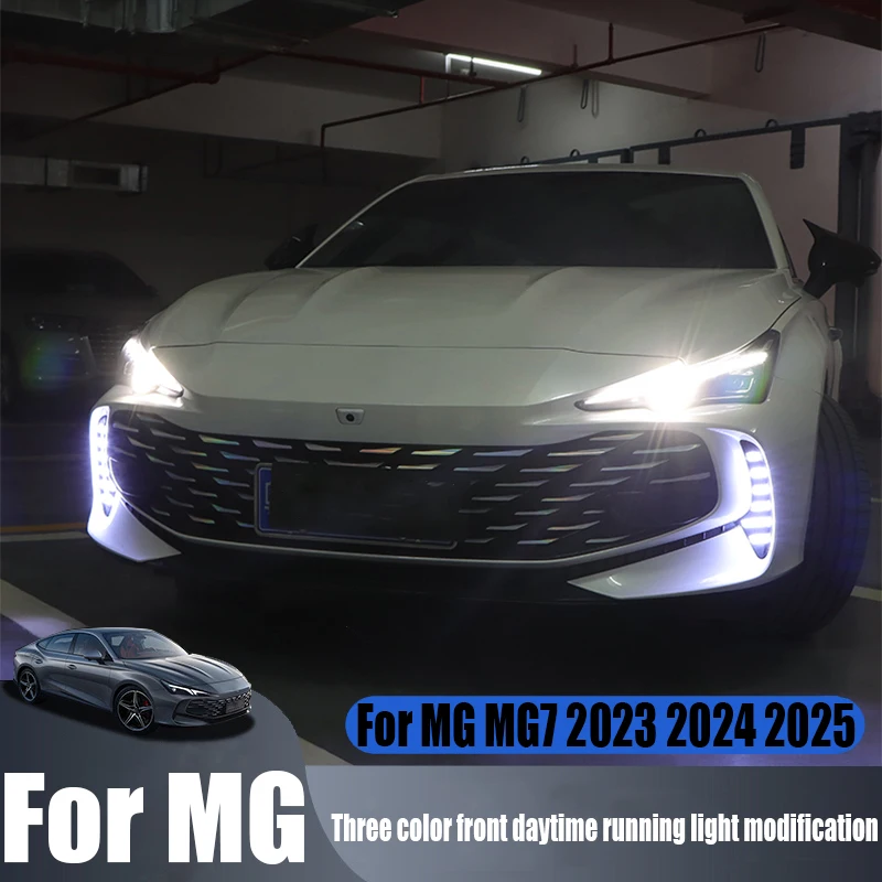Flowing light three color front fog lamp modification steering daytime running light decoration For MG MG7 2023 2024 2025