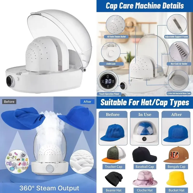 Multifunctional Hat Wig Care Machine Convenient Daily Life Steam Ironing High Power Cleaning Disinfection Support