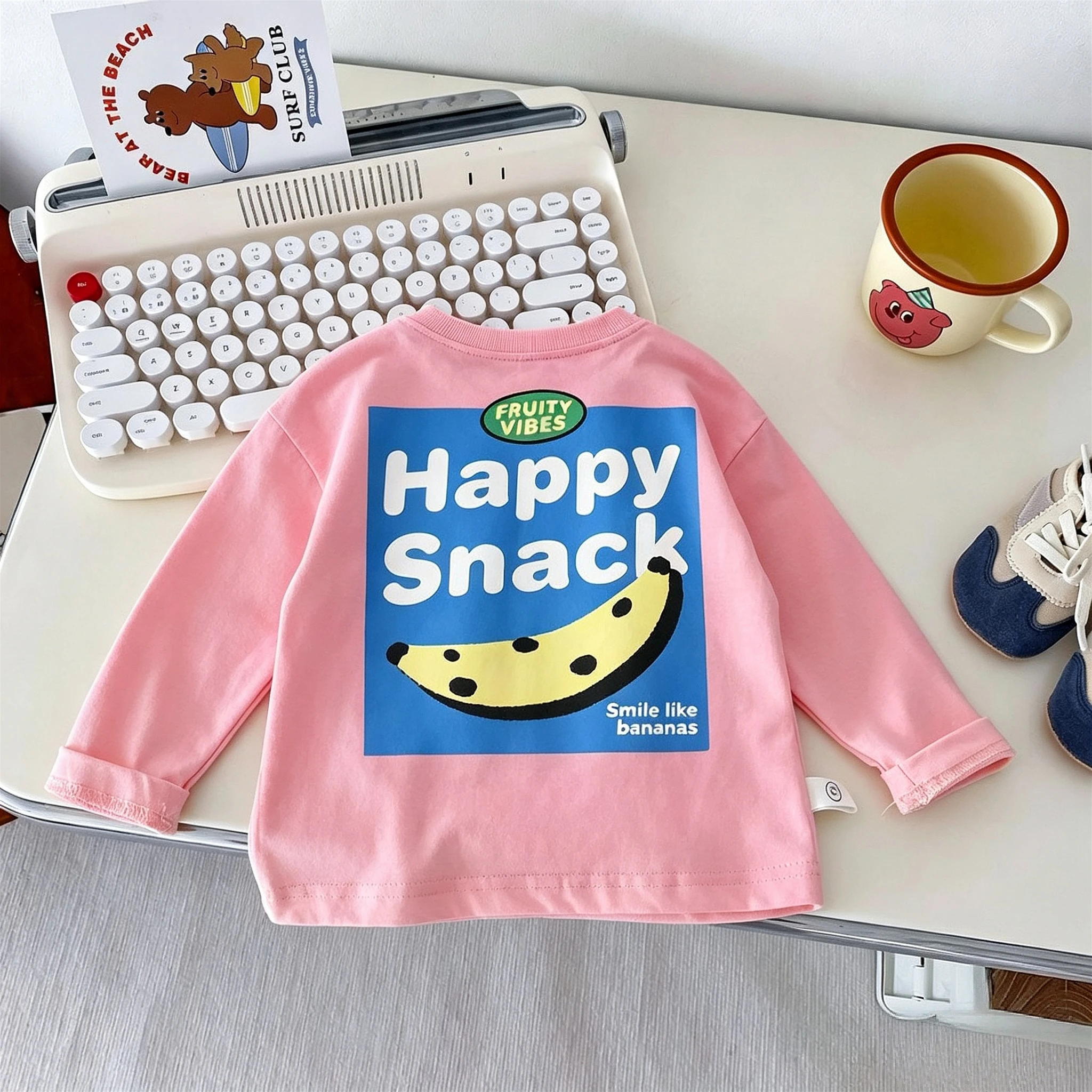 Boutique Children's Wear Kids Long Sleeve T-shirt Tops Printed Fashion Korean Baby Girl Boy Casual Bottom Shirts Blouse Crewneck
