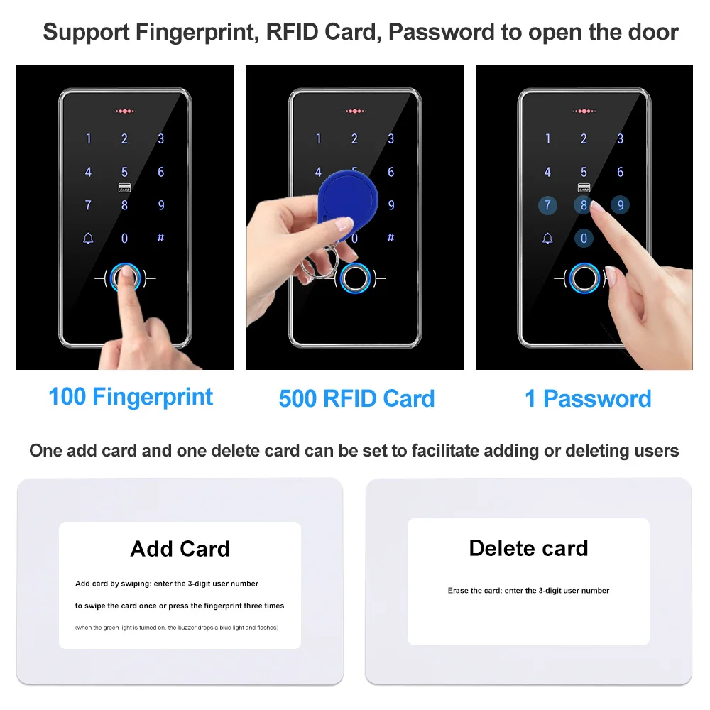 Fingerprint Door Access Control System Kit Outdoor RFID Keypad Electric Magnetic Strike Lock Switch 13.56Mhz IP68 Waterproof